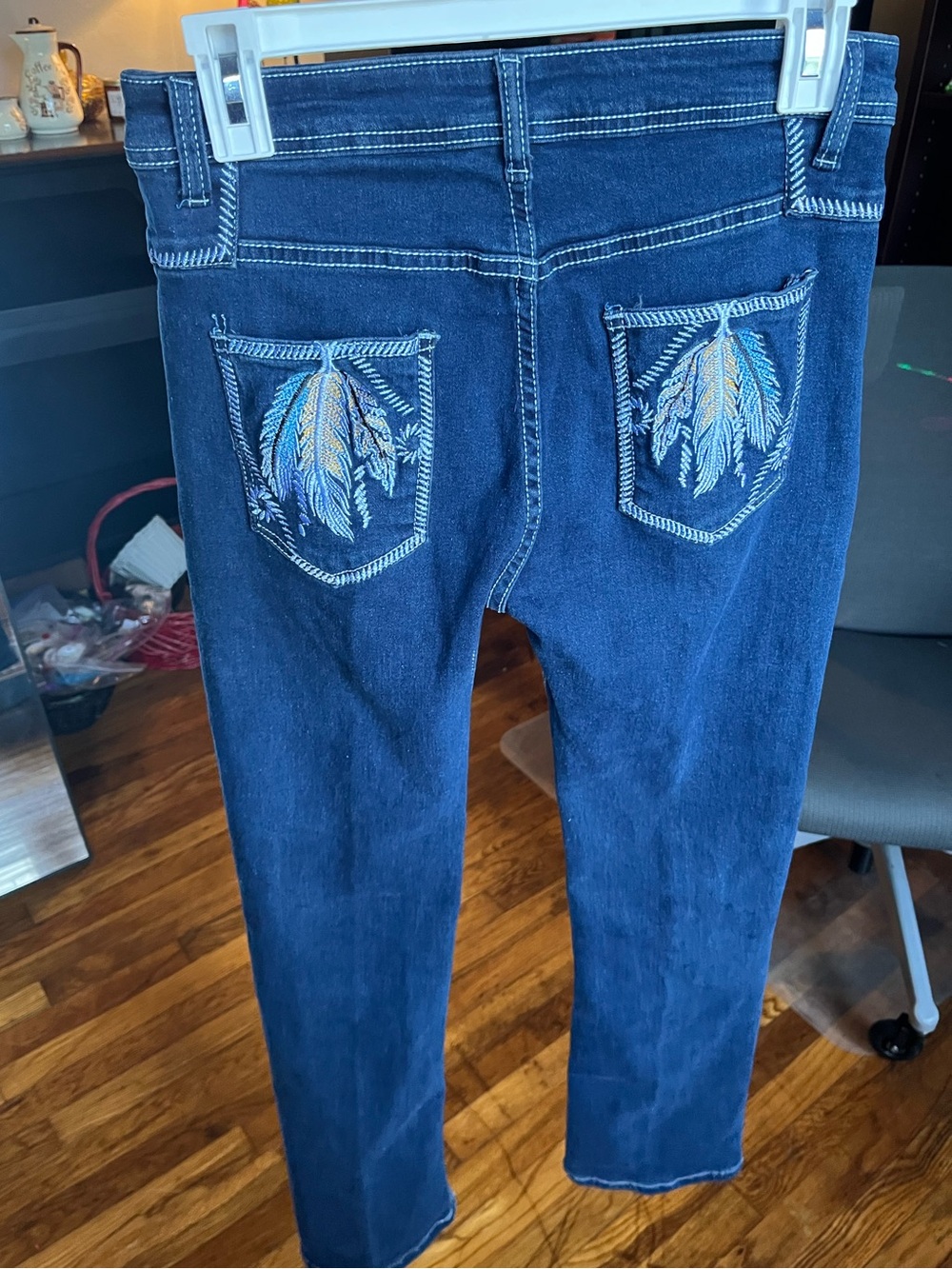 Amazon Women's Dark Blue Embroidered Pocket Jeans